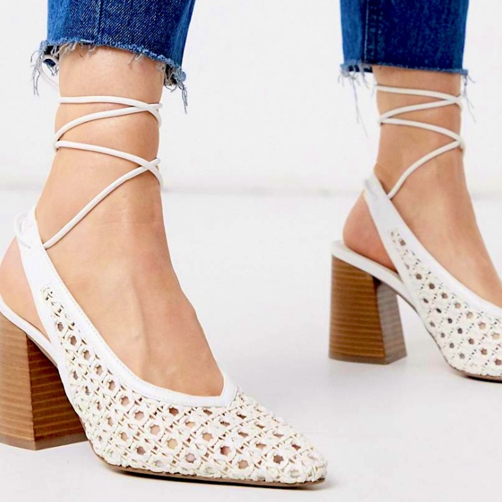 ASOS Design Closed Toed Pointed White Heels